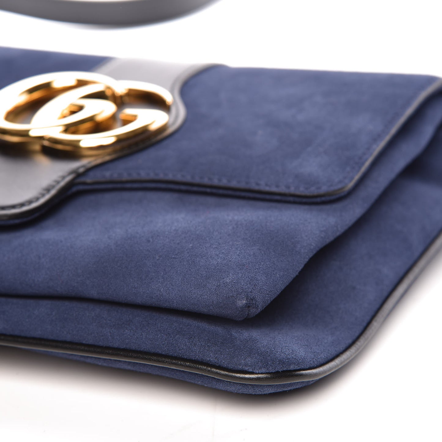 Suede Medium Arli Flap Shoulder Bag Blue Ink Black