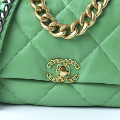 Chanel Goatskin Quilted Large 19 Flap Green 10 of 10