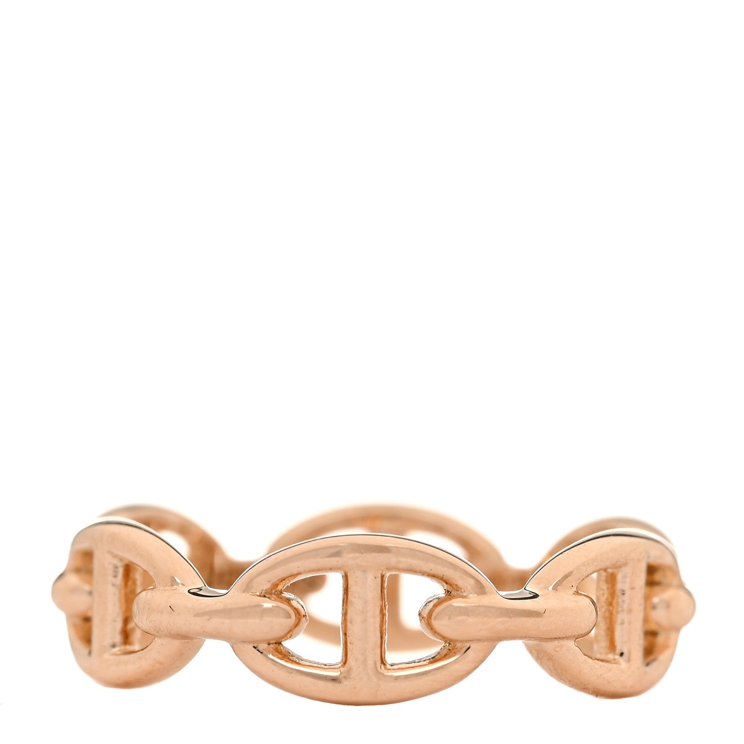 Hermes 18K Rose Gold PM Chaine d'Ancre Enchainee Ring 55 7.25 1 of 9