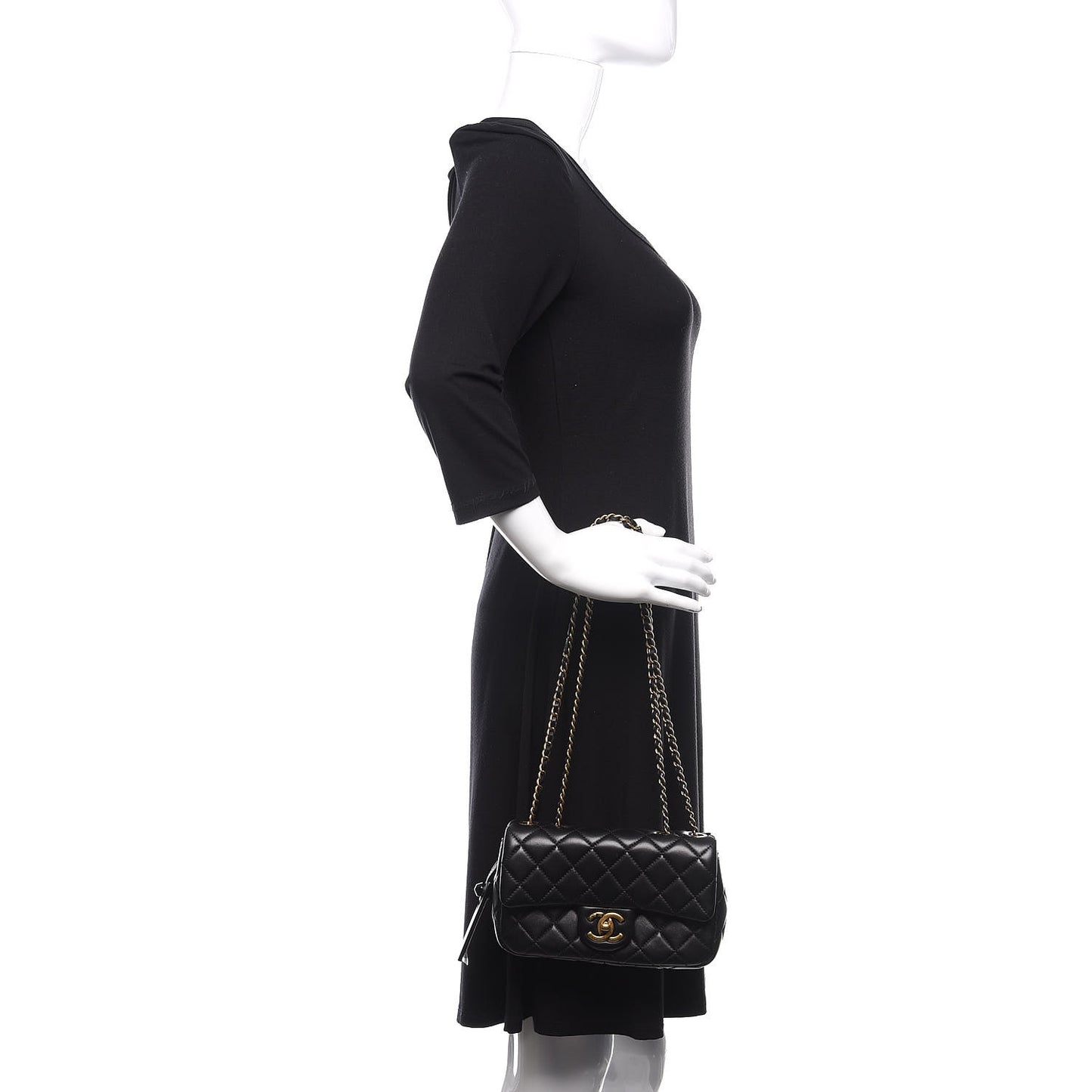 Lambskin Small Grocery By Chanel Flap Black