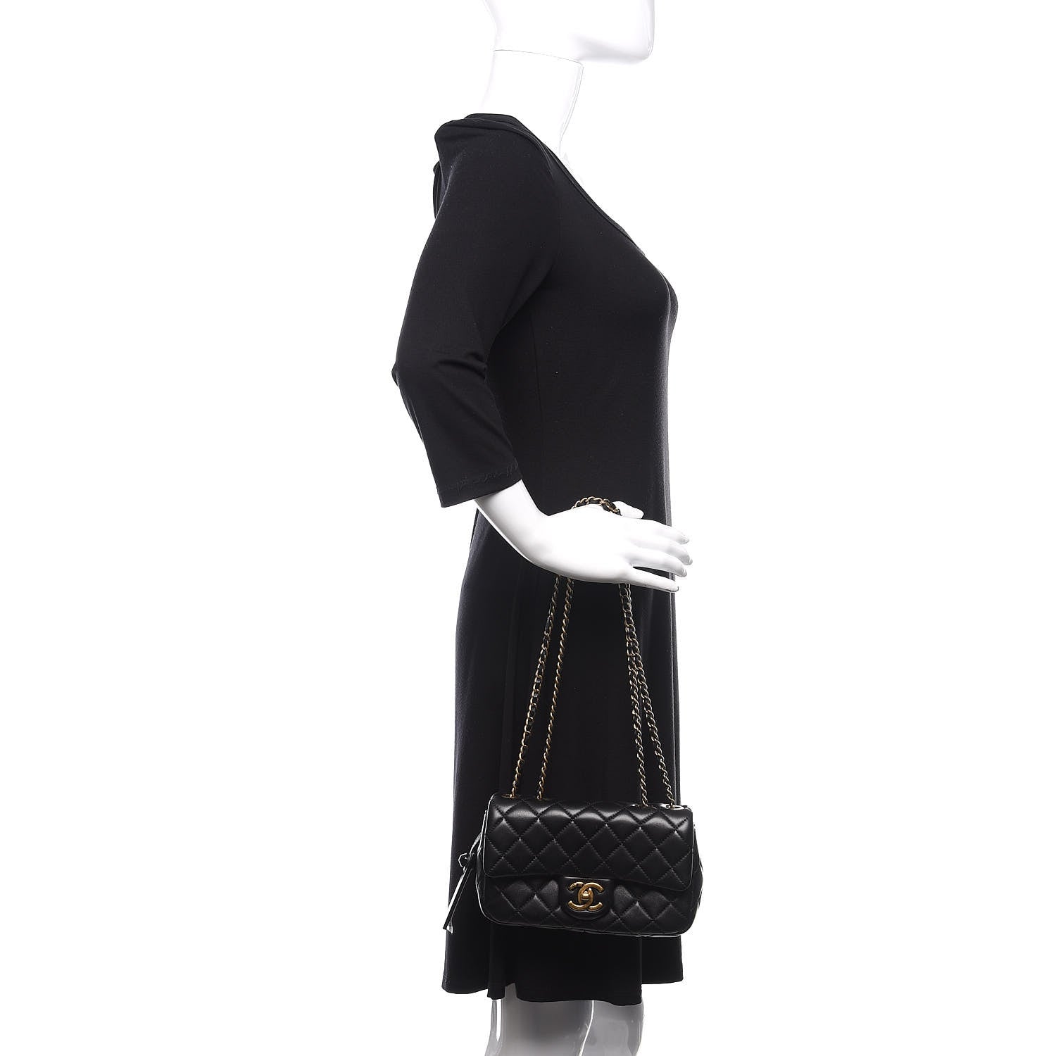 Chanel Lambskin Small Grocery By Chanel Flap Black 3 of 14