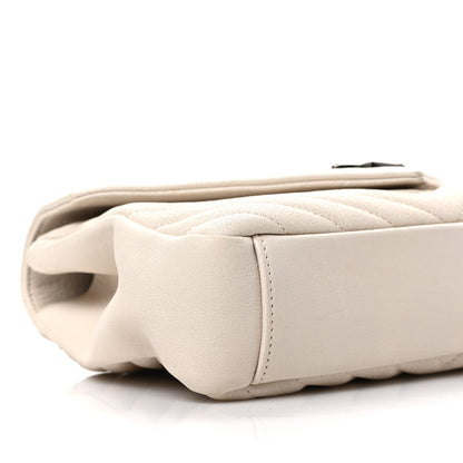 Saint Laurent Sheepskin Matelasse Chevron Monogram Medium College Bag Dove White 7 of 8