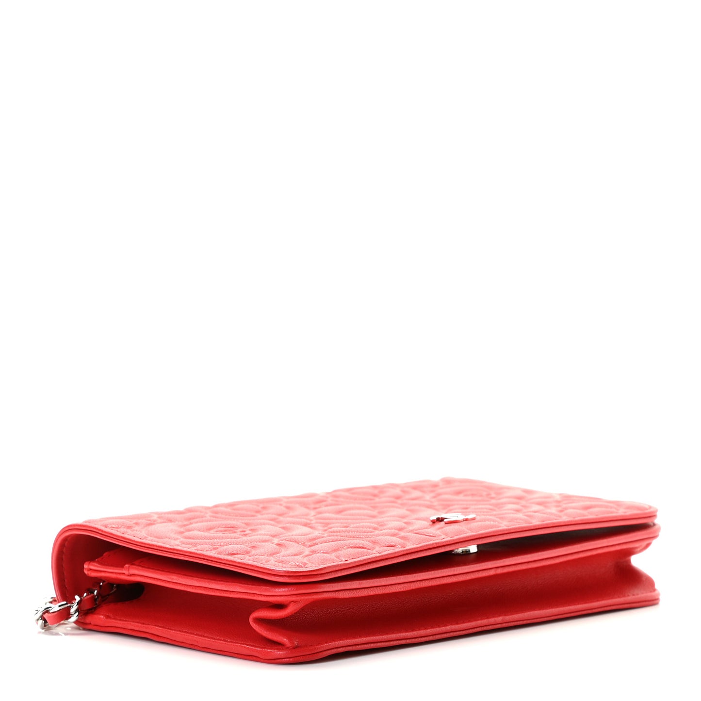Caviar Camellia Embossed Wallet On Chain WOC Red
