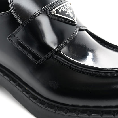 Prada Spazzolato Metal Triangle Logo 50mm Loafers 39 Black 10 of 15
