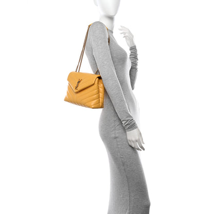 Saint Laurent Calfskin Y Quilted Monogram Small Loulou Chain Satchel Cheddar 2 of 13