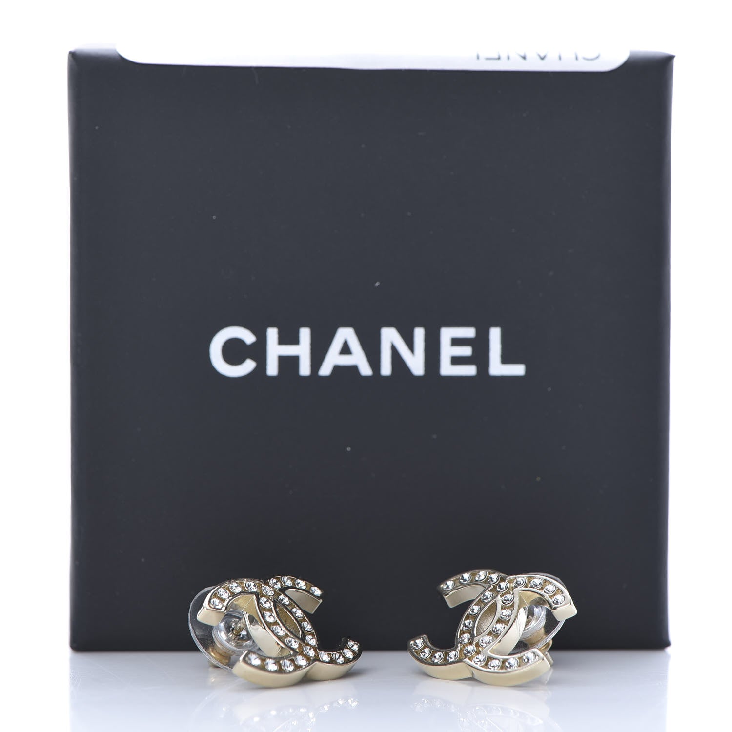 Chanel Crystal CC Large Earrings Gold 5 of 5