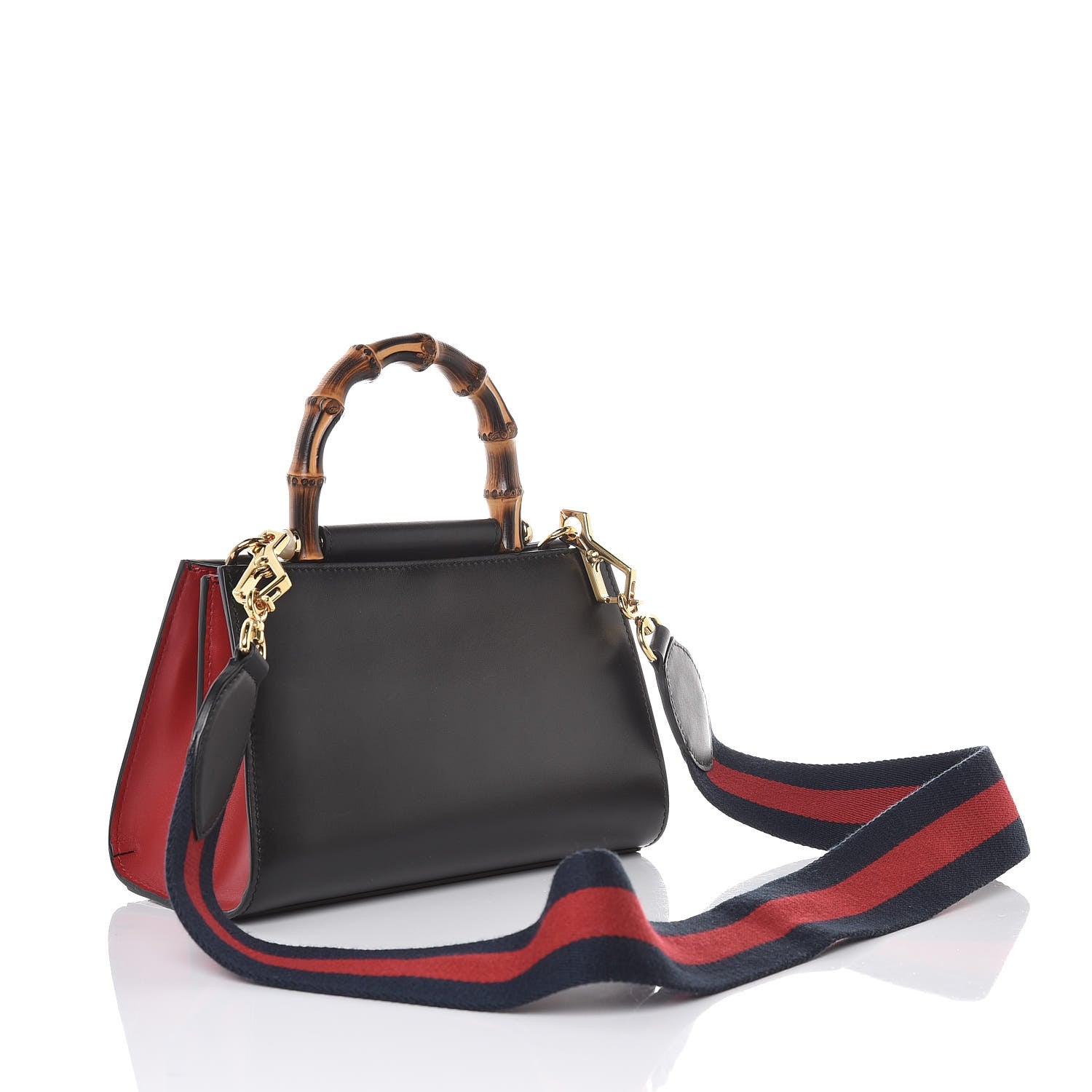 Gucci Nappa Bamboo Web Mini Nymphaea Top Handle Bag Black 3 of 7