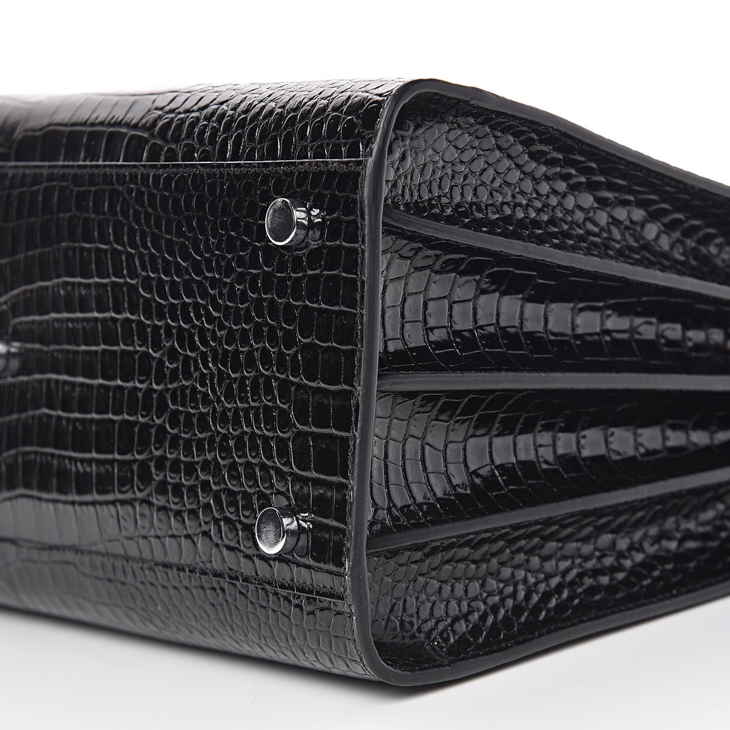 Calfskin Crocodile Embossed Small Sac de Jour Black