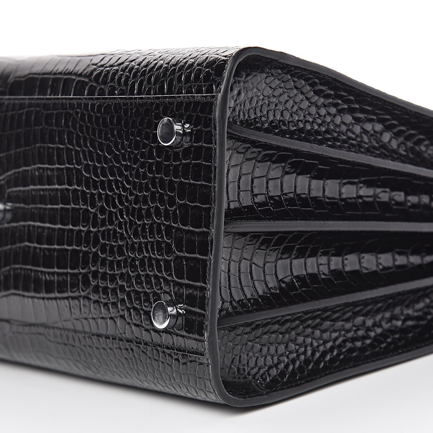 Saint Laurent Calfskin Crocodile Embossed Small Sac de Jour Black 9 of 9
