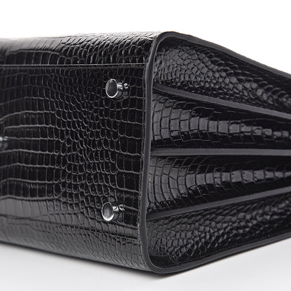 Saint Laurent Calfskin Crocodile Embossed Small Sac de Jour Black 9 of 9