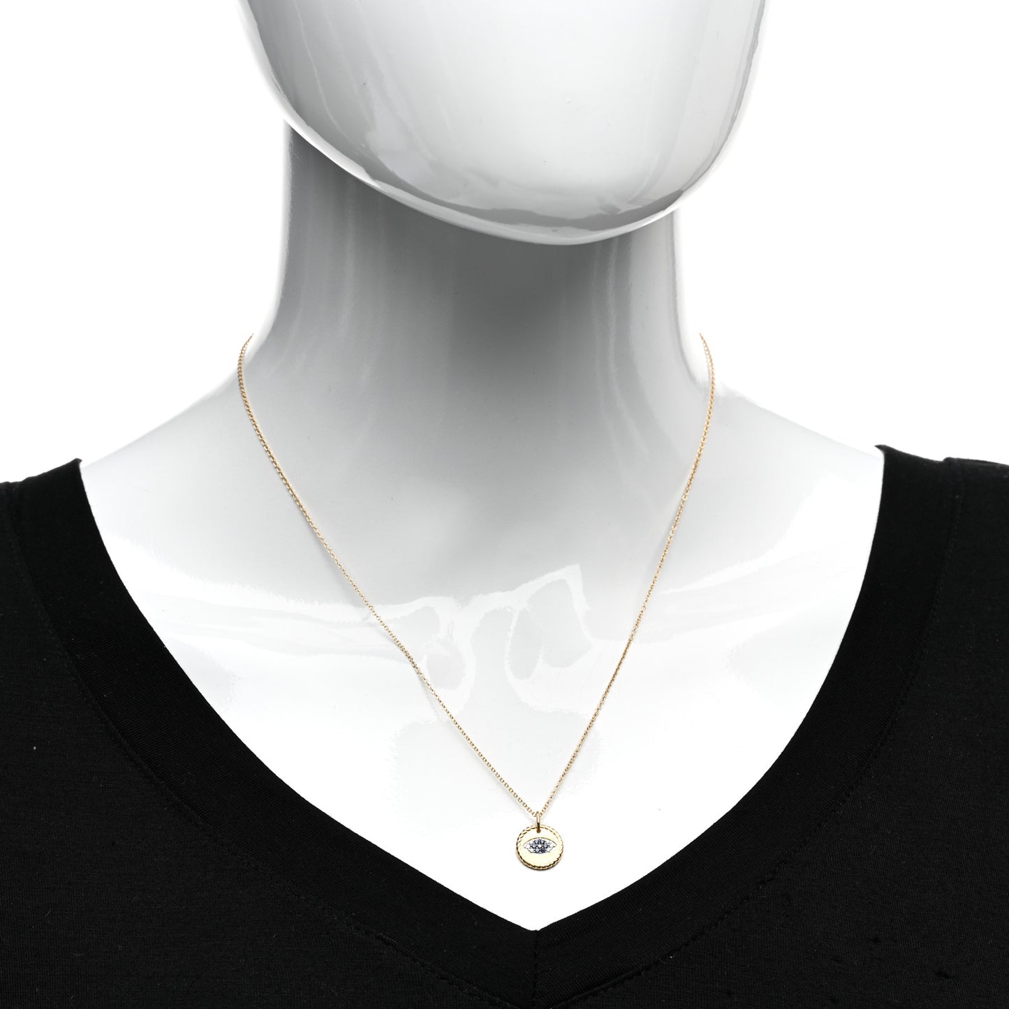 18K Yellow Gold Blue Sapphire Diamond Evil Eye Necklace