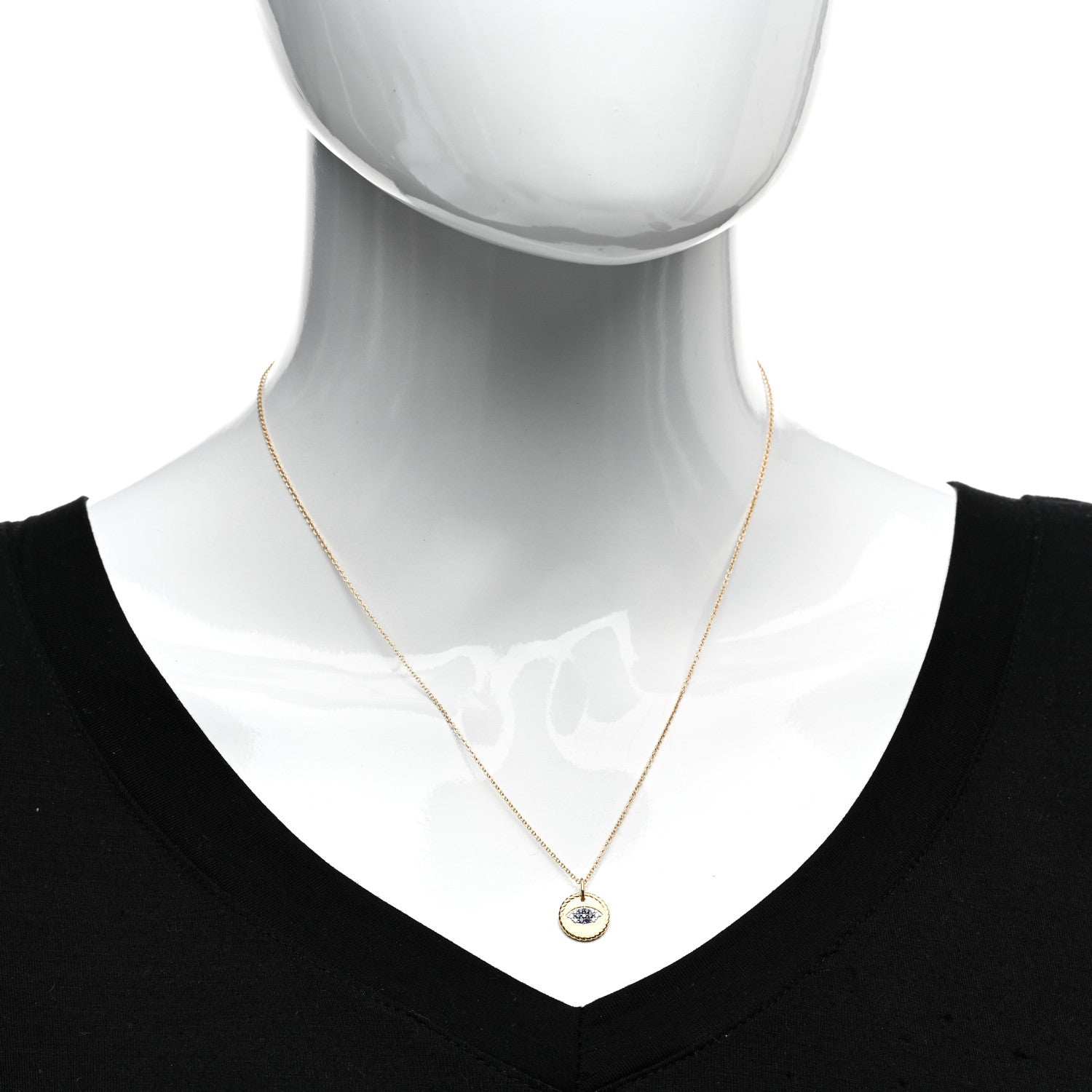 David Yurman 18K Yellow Gold Blue Sapphire Diamond Evil Eye Necklace 2 of 4