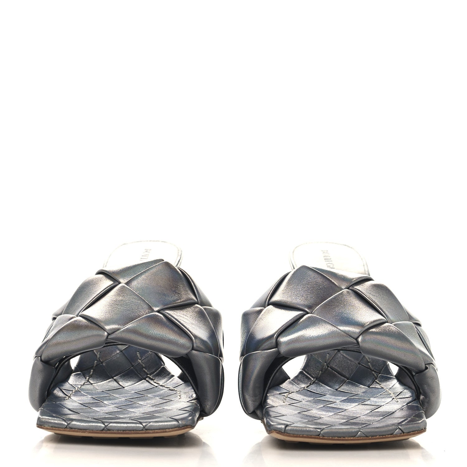 Bottega Veneta Laser Nappa Maxi Intrecciato Lido 90mm Mule Sandals 38.5 Oyster 3 of 8