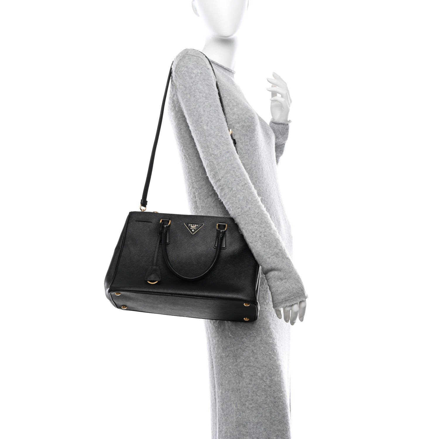 Prada Saffiano Lux Medium Double Zip Tote Black 2 of 21