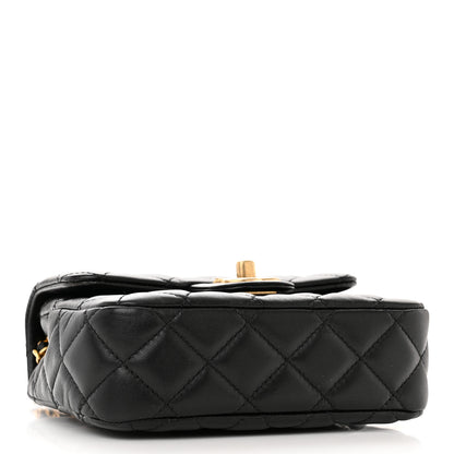 Chanel Lambskin Enamel Quilted Mini Coco Hearts Square Flap Black 4 of 11