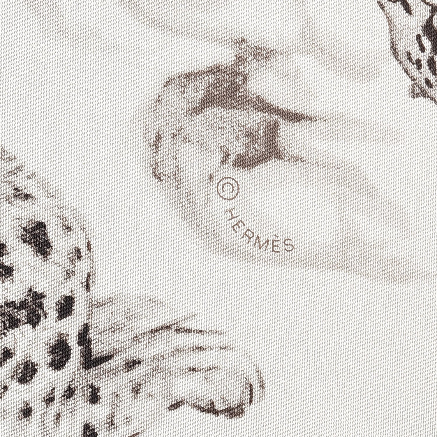Hermes Silk Dans L' Atelier De Robert Scarf 90 Cendre Gris Sepia 3 of 4