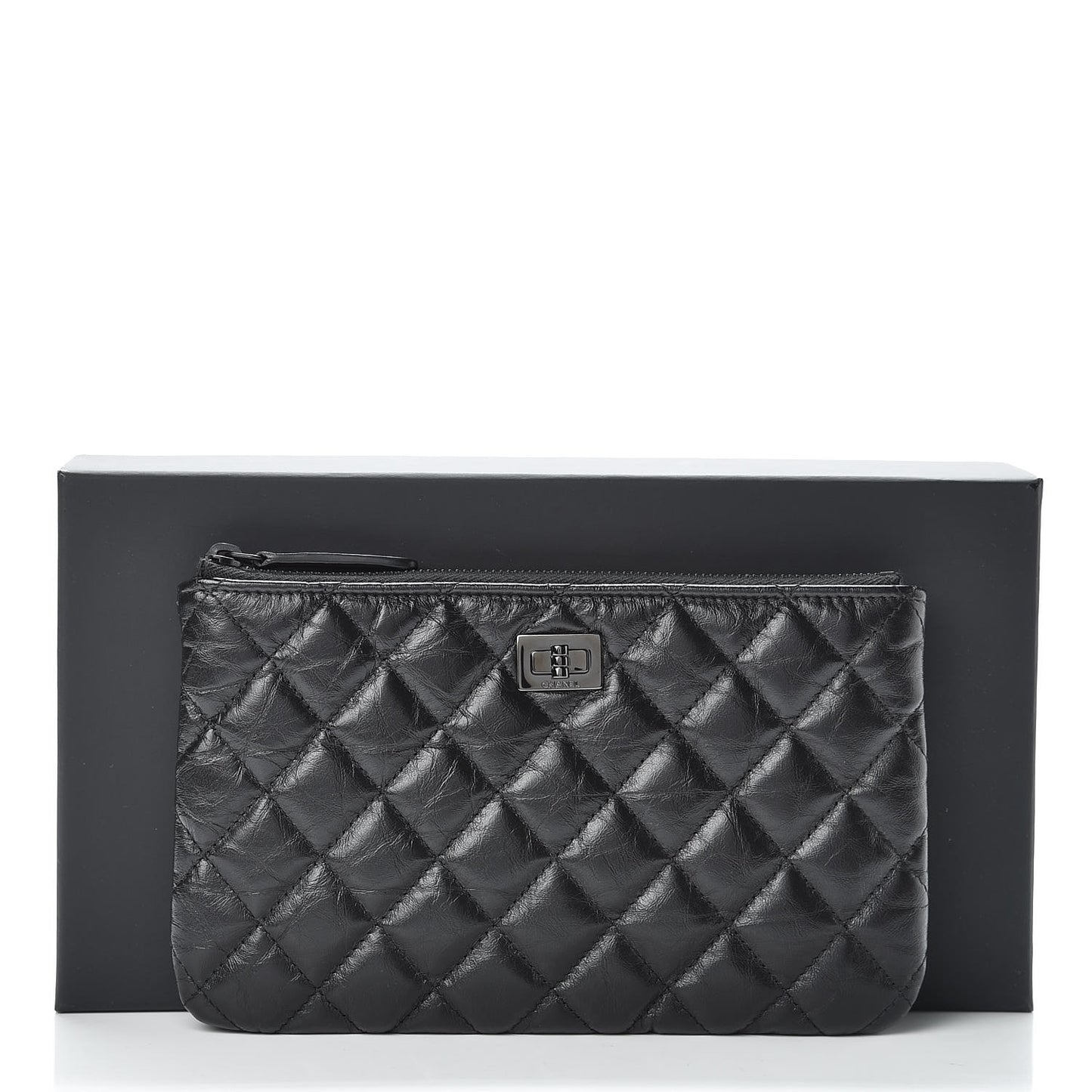 Aged Calfskin Quilted Medium Reissue Cosmetic Case So Black