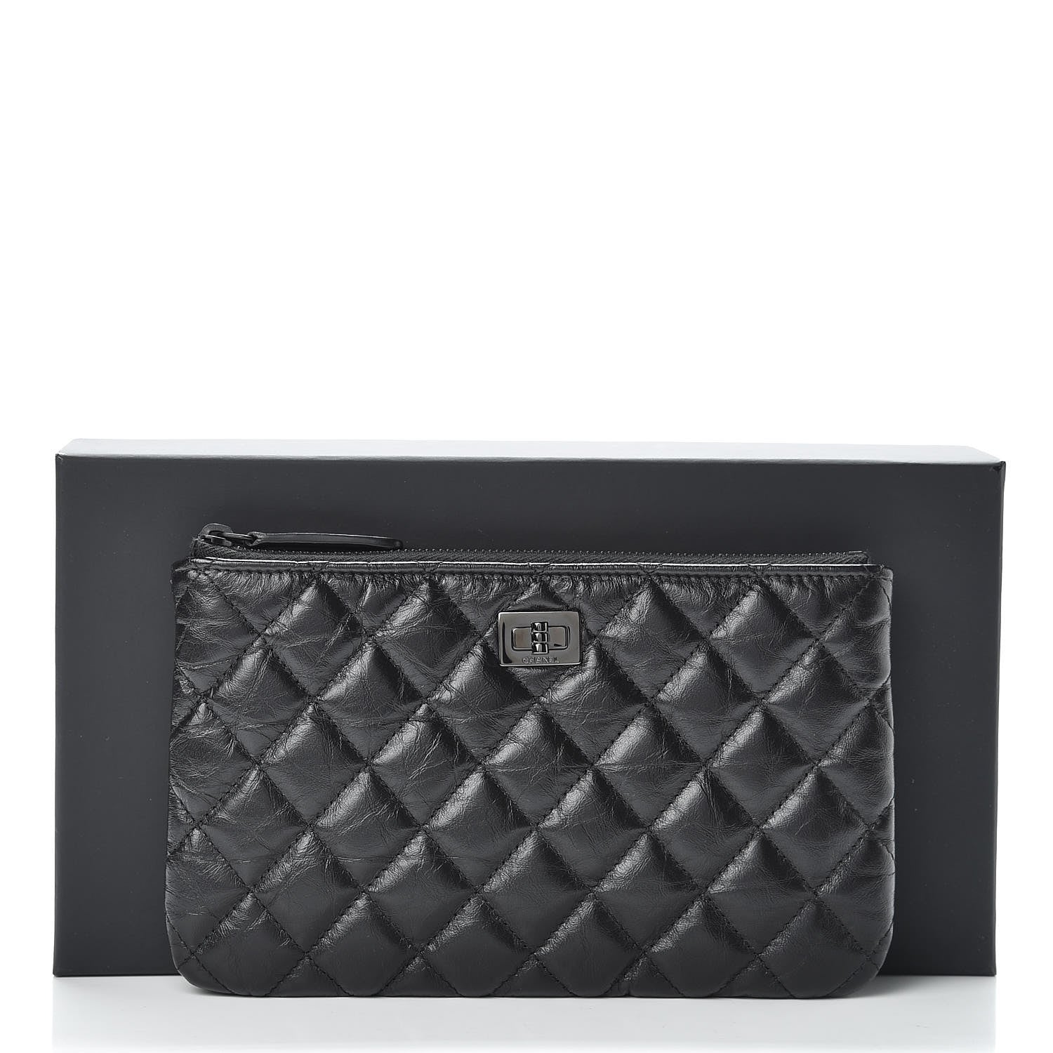 Chanel Aged Calfskin Quilted Medium Reissue Cosmetic Case So Black 8 of 8