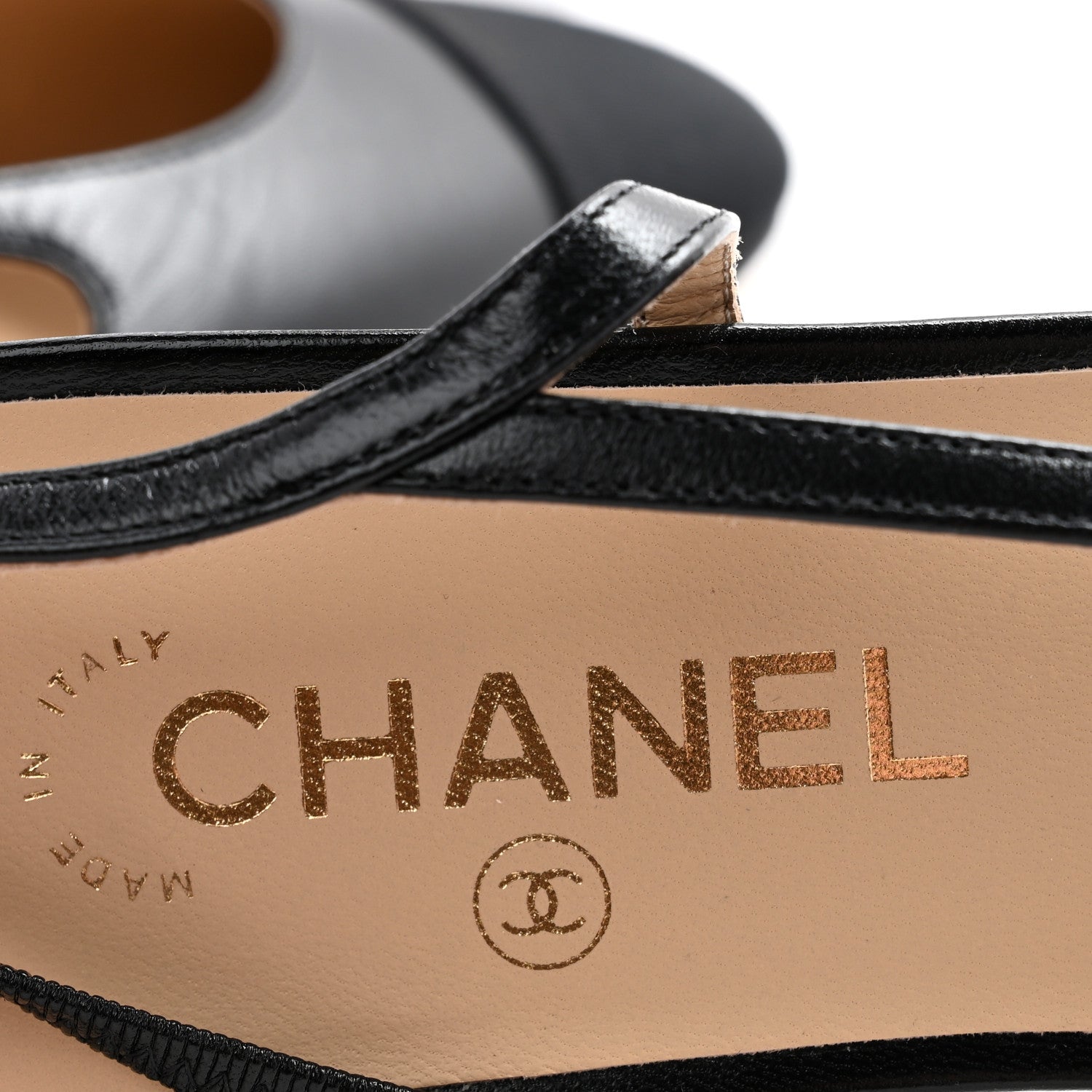 Chanel Goatskin Grosgrain Cap Toe CC Slingback Flats 41 Black 6 of 10