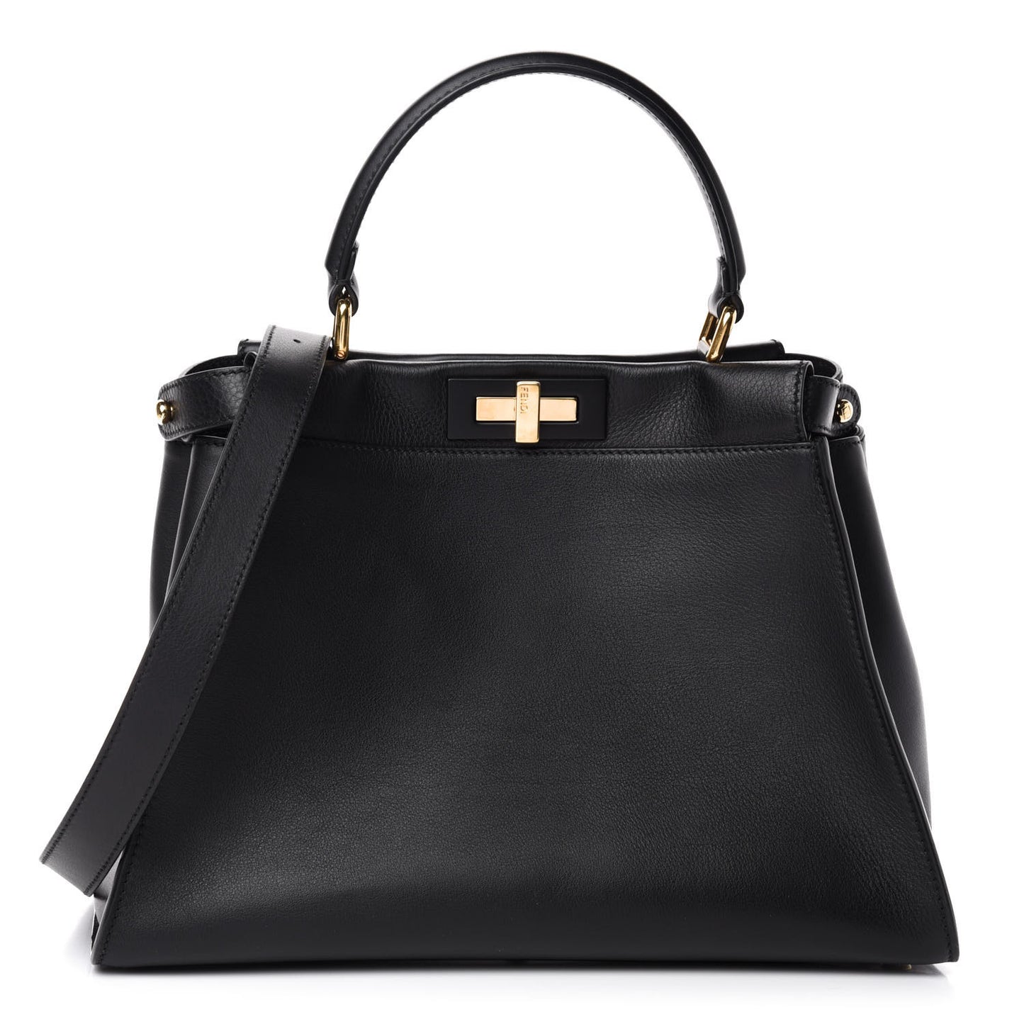 Vitello Seta Shiny Nappa Medium Peekaboo Iconic Satchel Black