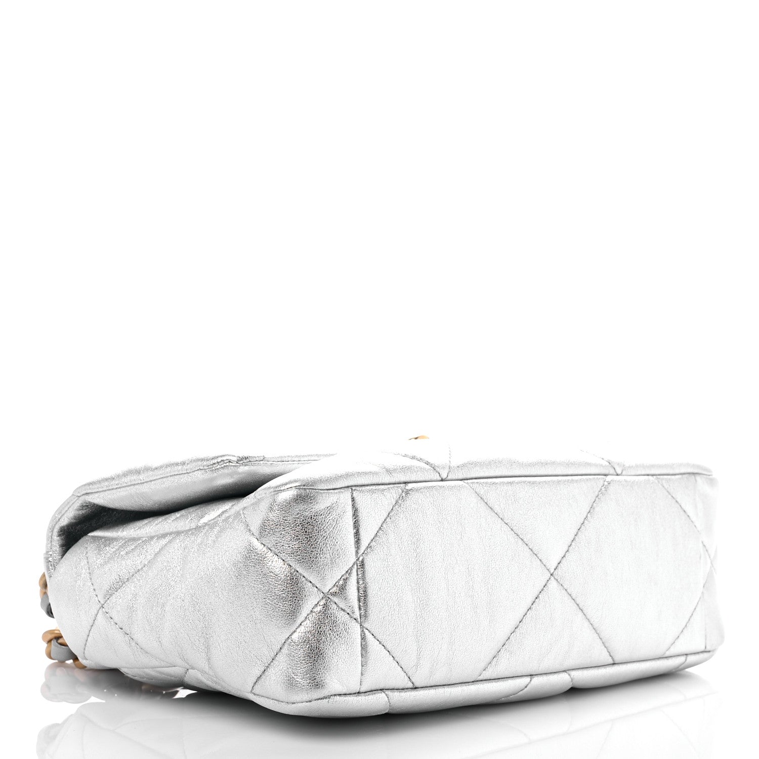 Chanel Metallic Lambskin Quilted Medium Chanel 19 Flap Silver 4 of 10