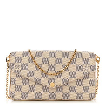 Louis Vuitton Damier Azur Pochette Felicie Chain Wallet Rose Ballerine 1 of 13