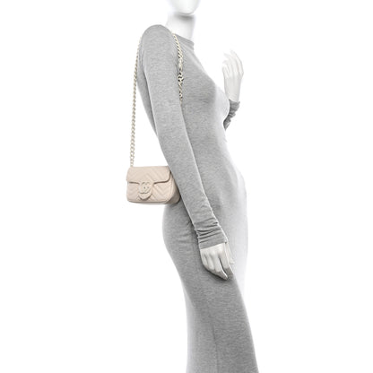 Gucci Calfskin Matelasse Monochrome GG Marmont Chain Belt Bag Mystic White 2 of 11