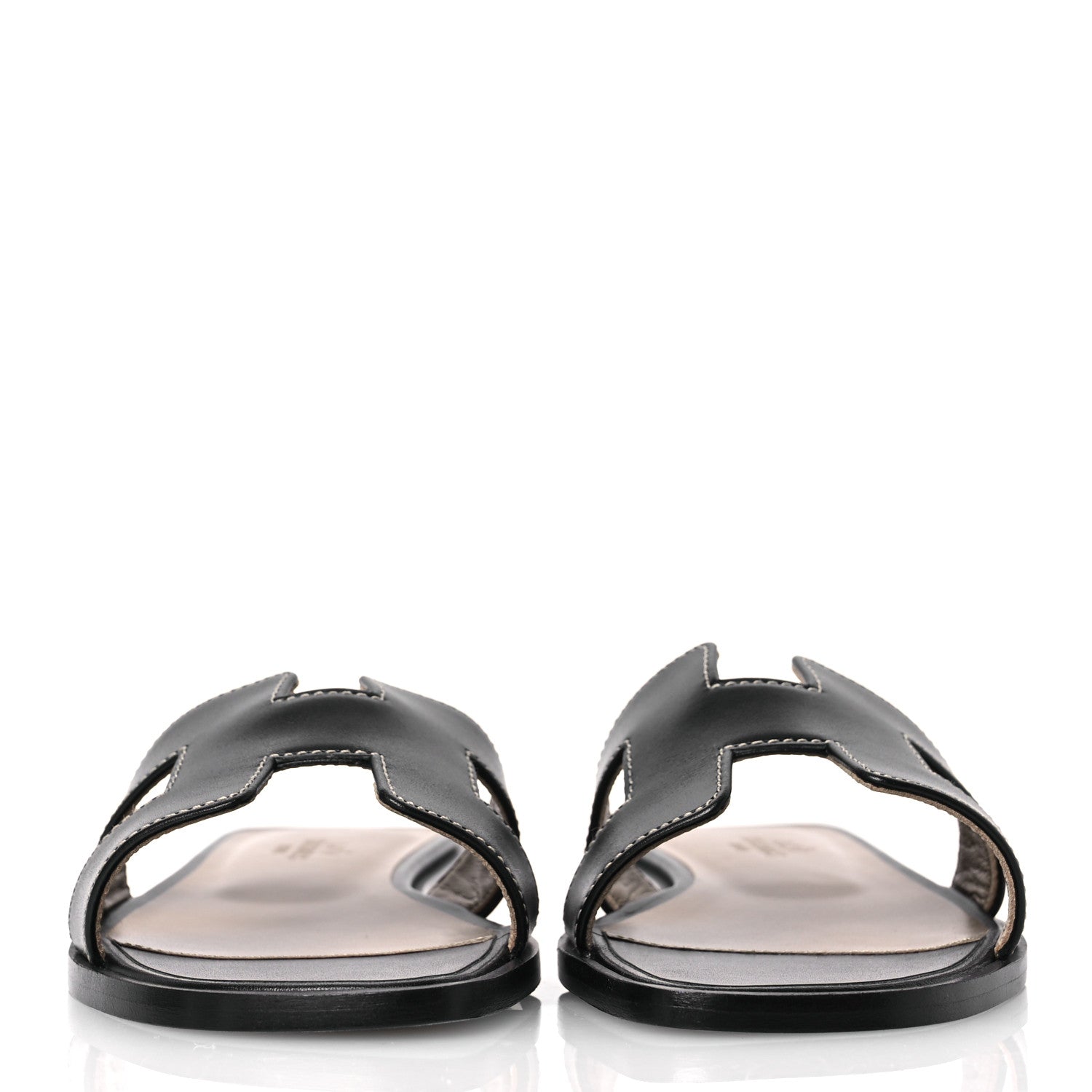 Hermes Box Calfskin Oran Sandals 35 Black 3 of 11