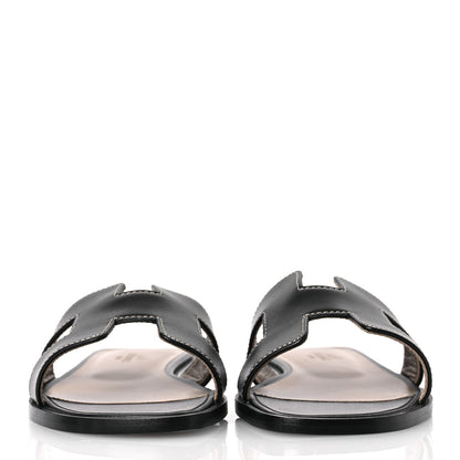 Hermes Box Calfskin Oran Sandals 35 Black 3 of 11