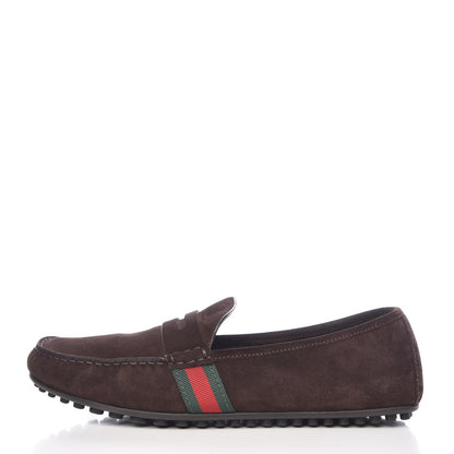 Gucci Suede Web Mens Kanye Driver Loafers 10.5 Cocoa 1 of 11