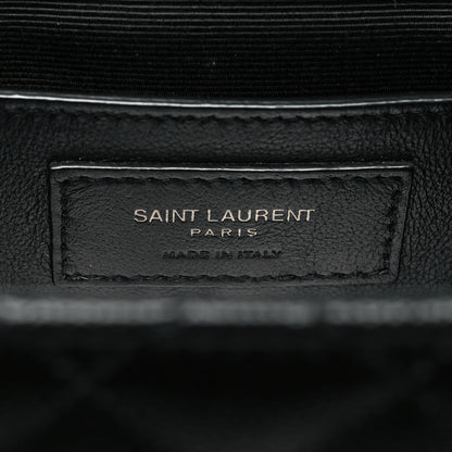 Saint Laurent Grain De Poudre Textured Mixed Matelasse Triquilt Medium Monogram Monochrome Satchel Black 6 of 10