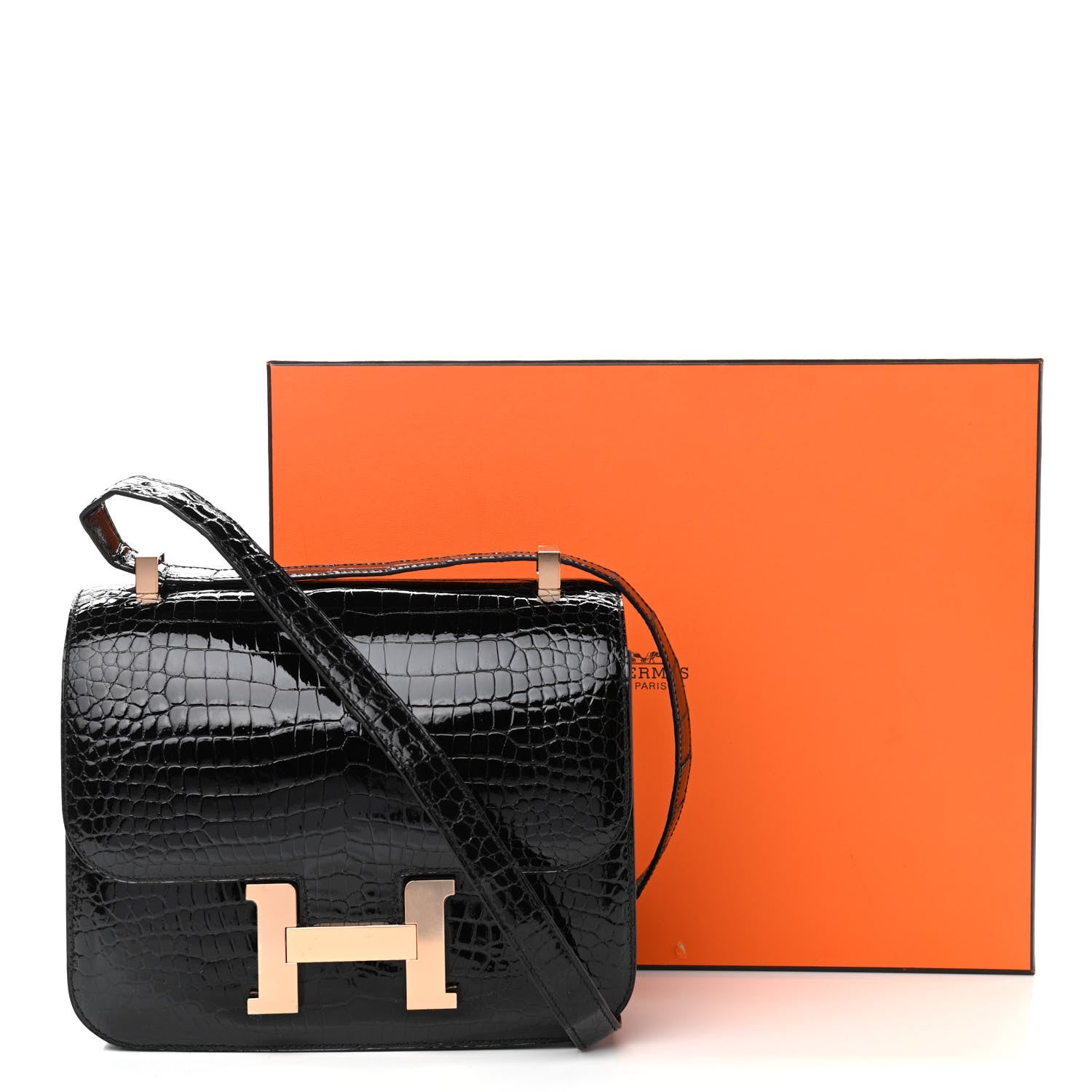 Hermes Shiny Porosus Crocodile Constance 24 Black 11 of 11