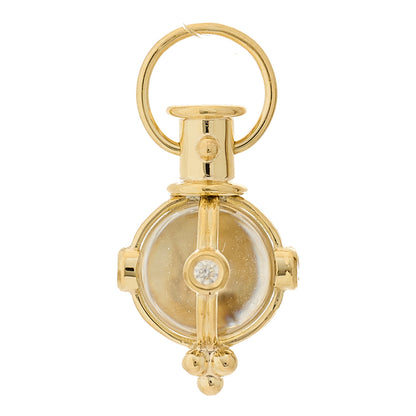 Temple St. Clair 18K Yellow Gold Diamond Rock Crystal XS Classic Round Amulet Pendant 1 of 4