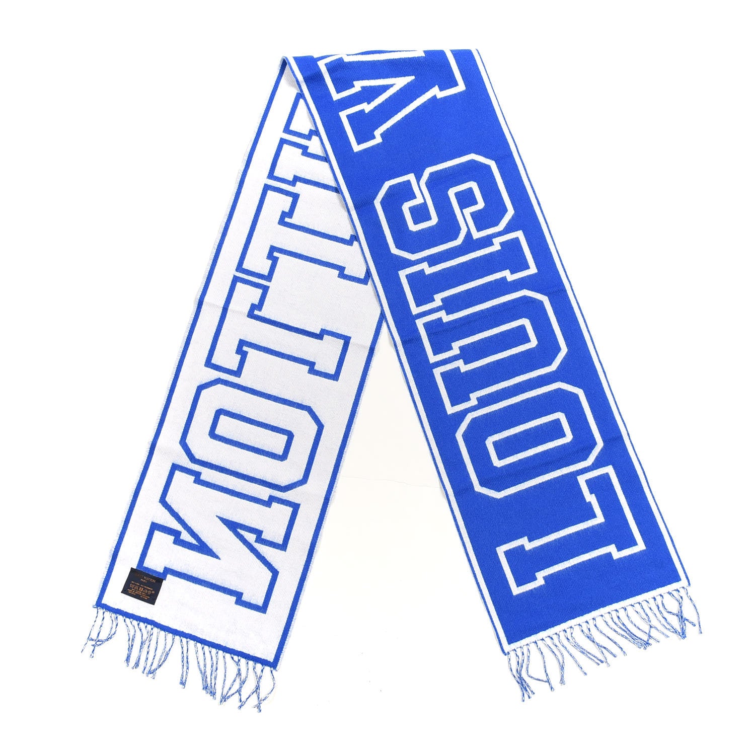 Louis Vuitton Wool Cashmere Louis City Scarf Blue White 2 of 4