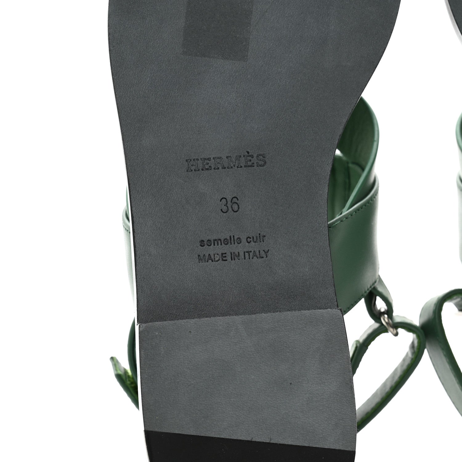 Hermes Calfskin Womens Ines Sandals 36 Vert Lierre 7 of 10
