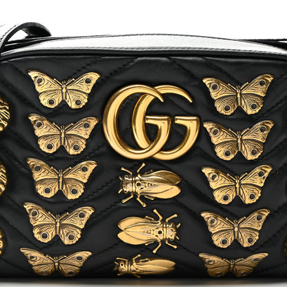 Gucci Calfskin Matelasse Animal Studs Small GG Marmont Chain Shoulder Bag Black 9 of 11