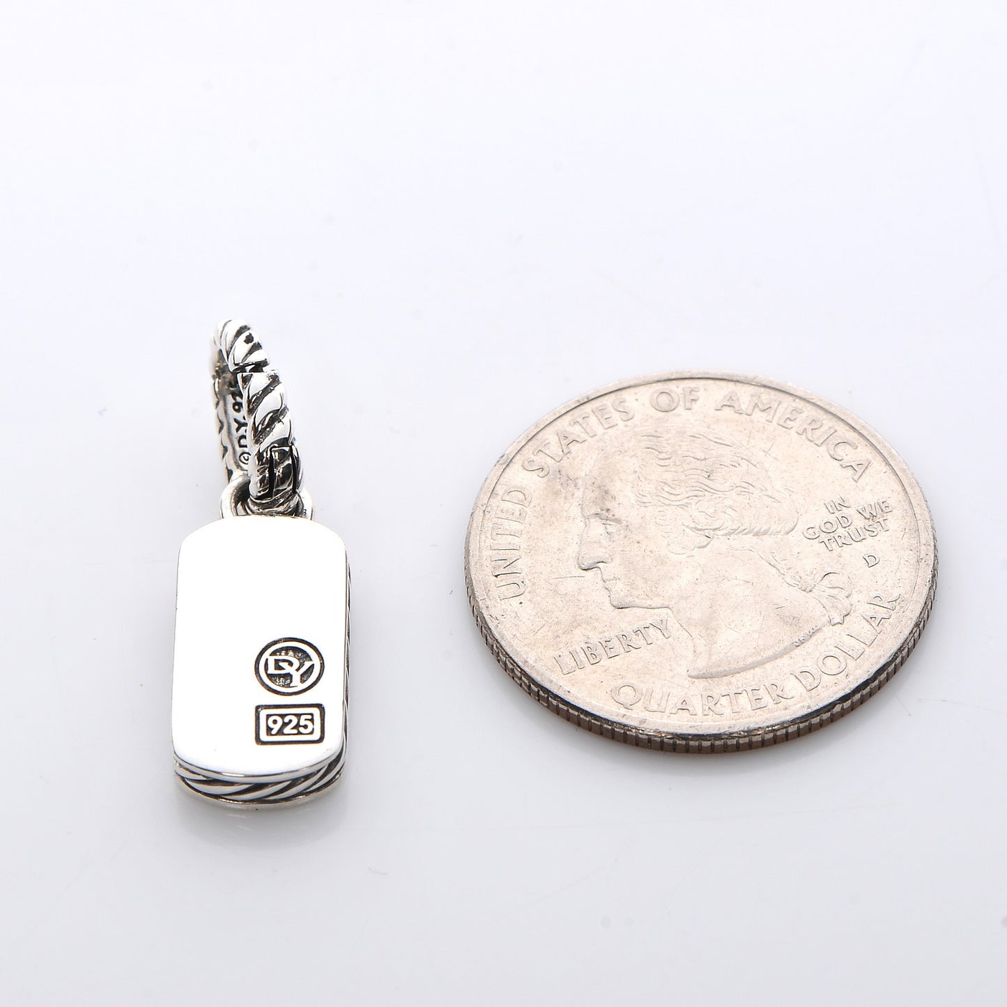 Sterling Silver Mother Of Pearl Small Dog Tag Enhancer Pendant