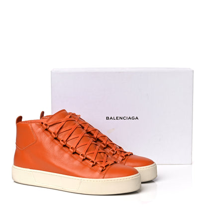 Balenciaga Textured Calfskin Mens High Top Sneakers 44 Orange 16 of 16