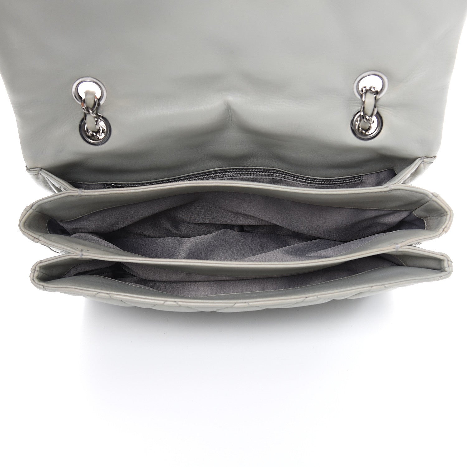 Chanel Lambskin Quilted Large 3 Flap Bag Grey 6 of 20