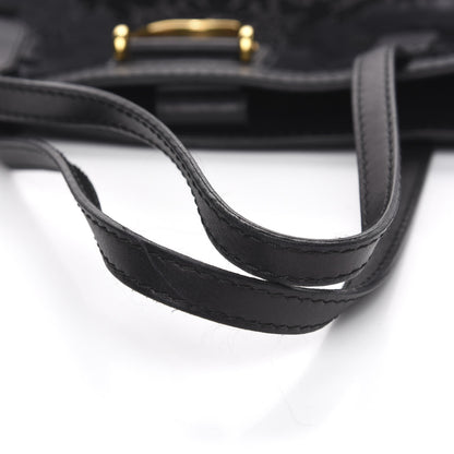 Gucci Nubuck Brocade Medium Soft Stirrup Tote Black 14 of 14