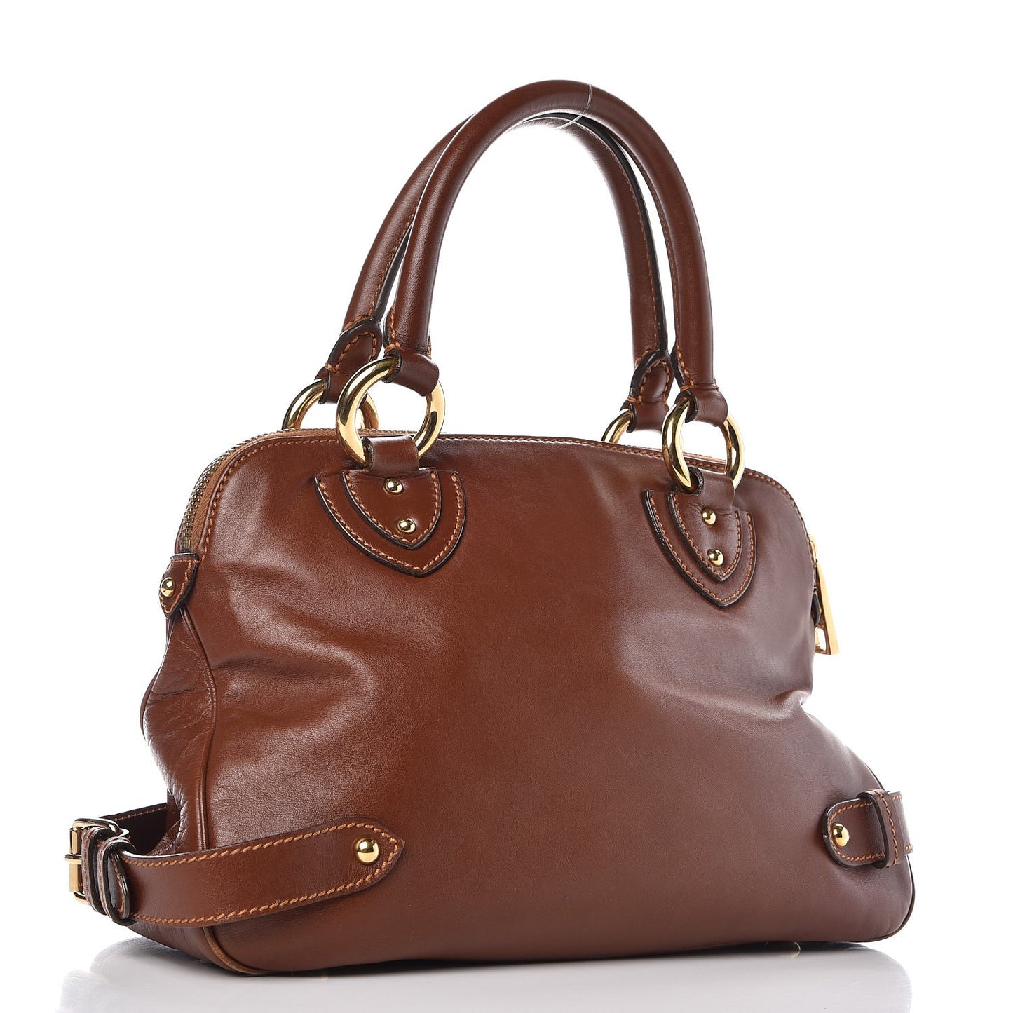 Calfskin Elise Satchel Brown