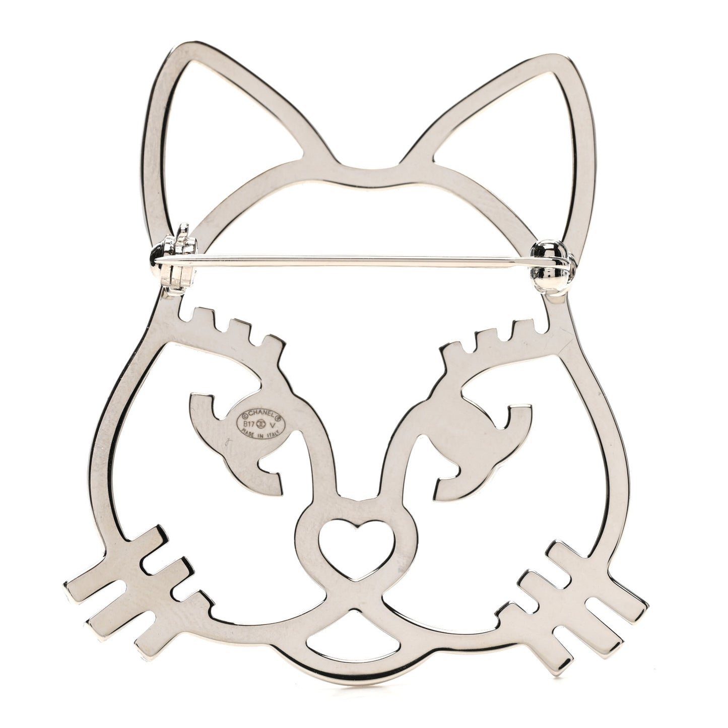 Strass Crystal Emoji Choupette Cat Brooch Silver