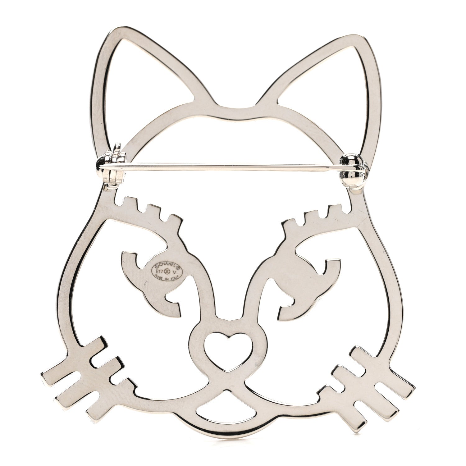 Chanel Strass Crystal Emoji Choupette Cat Brooch Silver 4 of 6