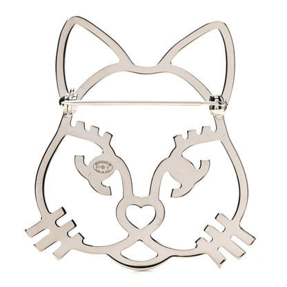 Chanel Strass Crystal Emoji Choupette Cat Brooch Silver 4 of 6