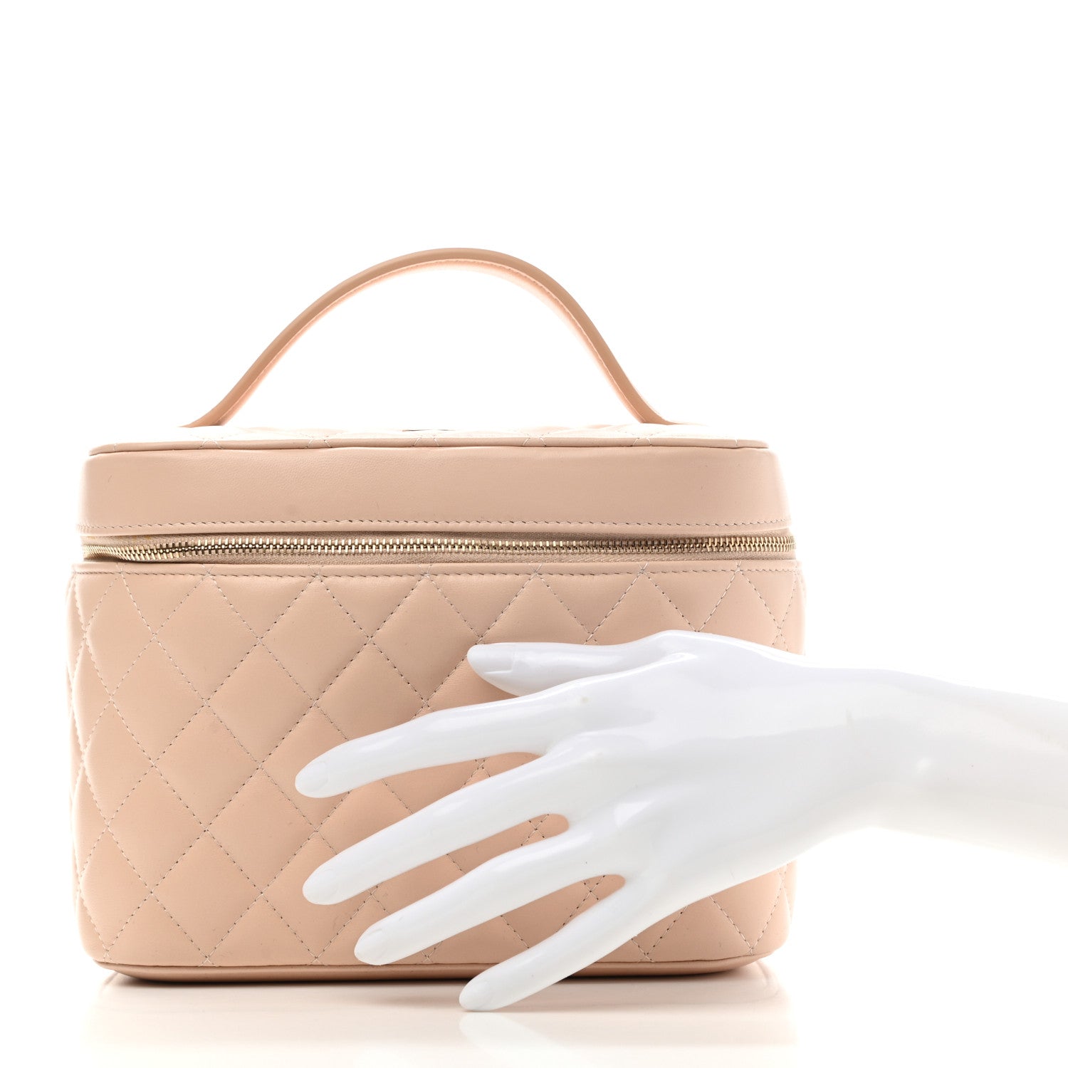 Chanel Lambskin Quilted Large Vanity Pouch Beige Clair 2 of 7