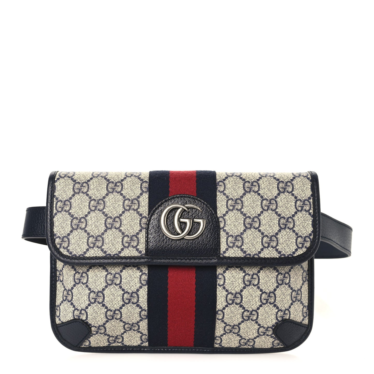 GG Supreme Monogram Web Small Ophidia Belt Bag 90 36 Beige Navy