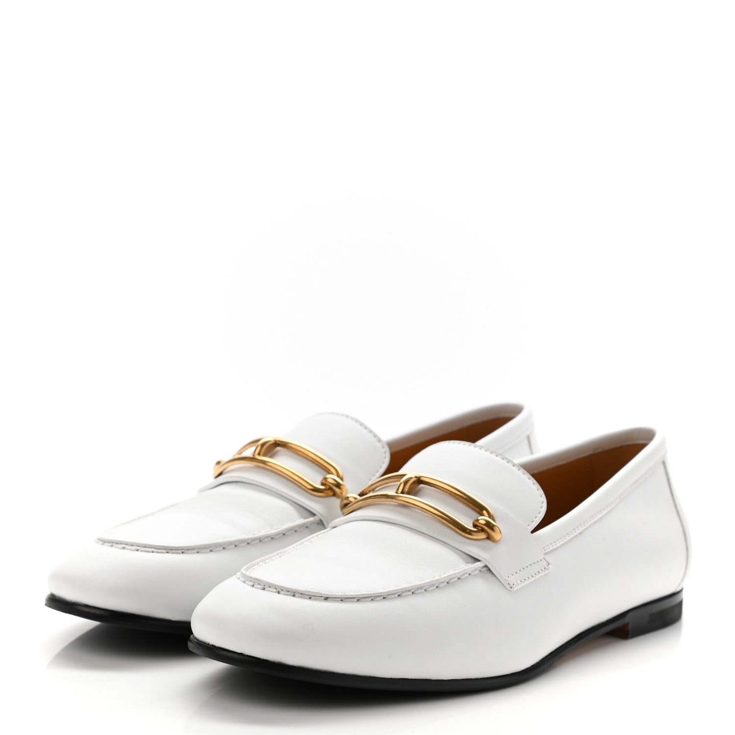 Hermes Calfskin Womens Colette Loafers 37 White 3 of 11
