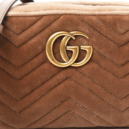 Gucci Velvet Matelasse Small GG Marmont Chain Shoulder Bag Taupe 9 of 9