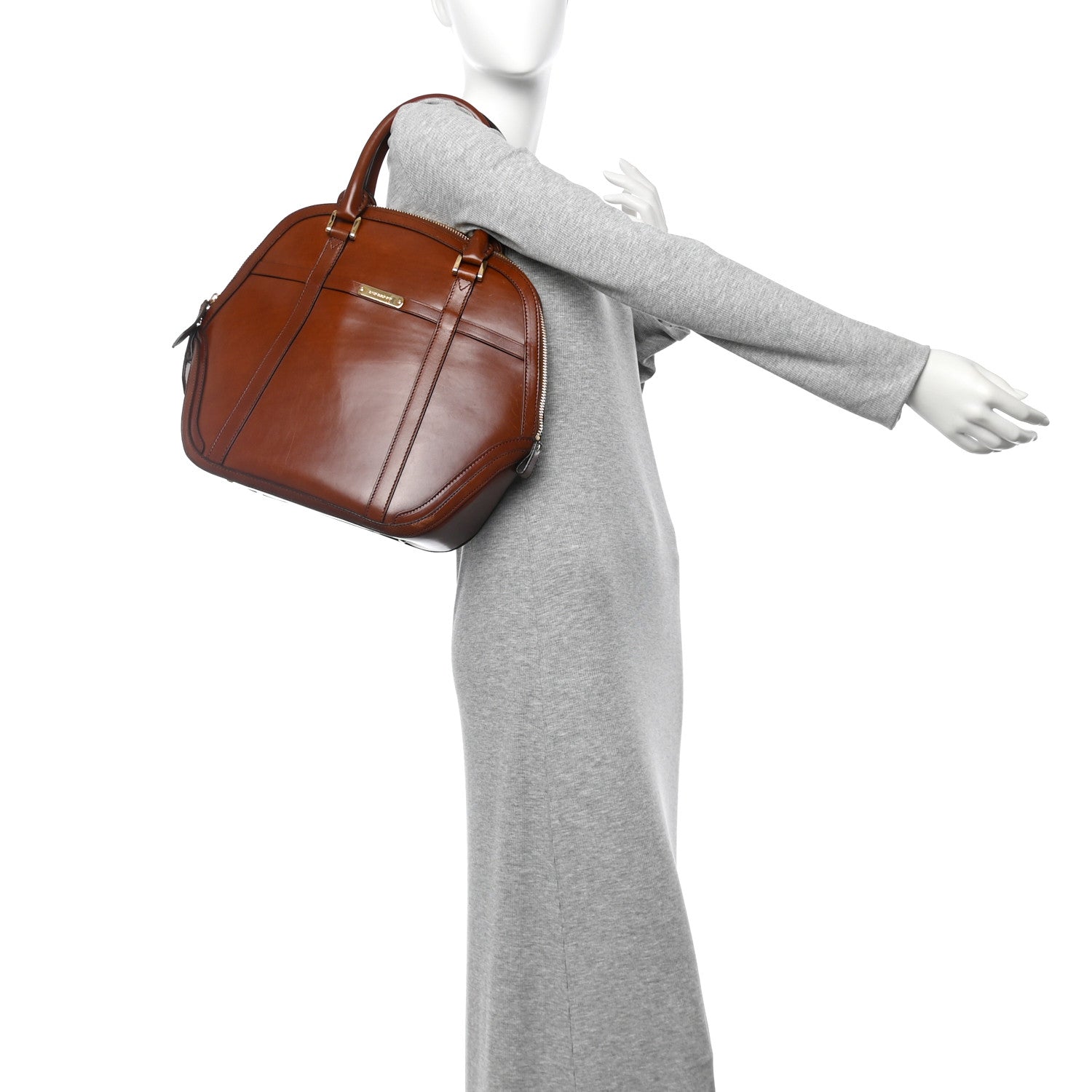 Burberry Bridle Calfskin Medium Orchard Bowling Bag Dark Tan 2 of 14