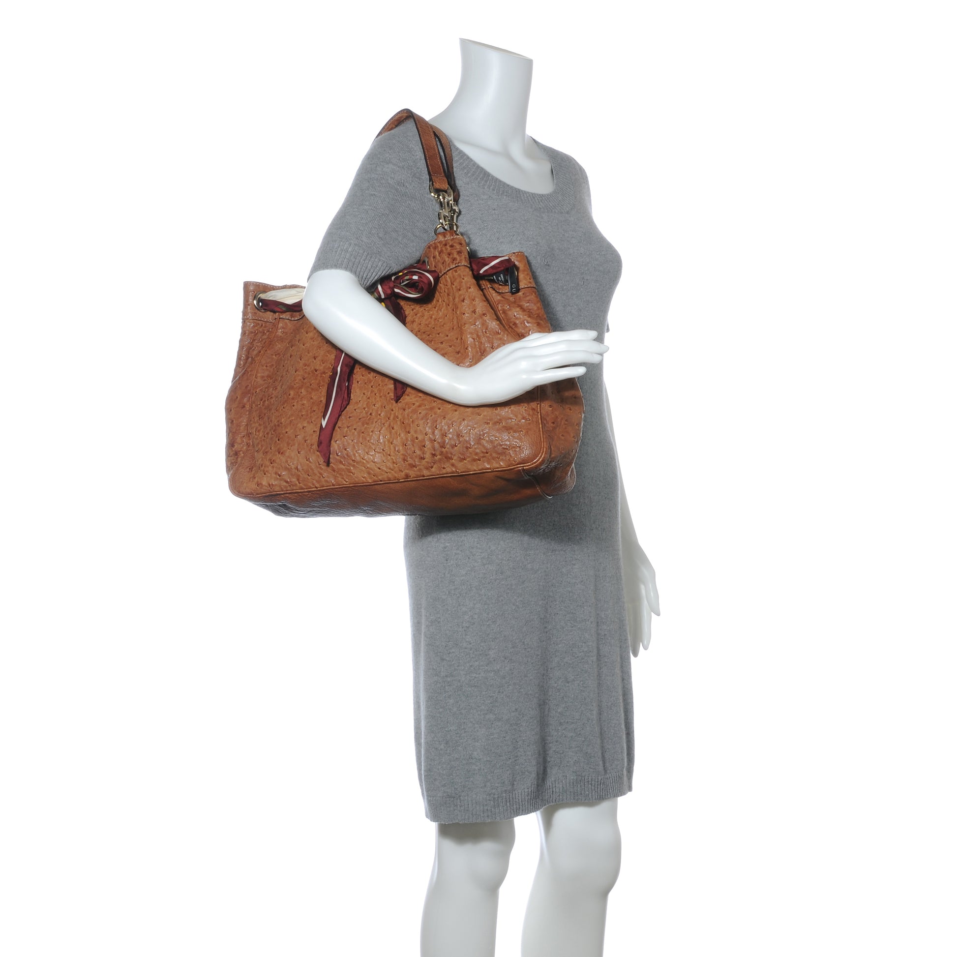 Gucci Ostrich Large Positano Tote 2 of 7